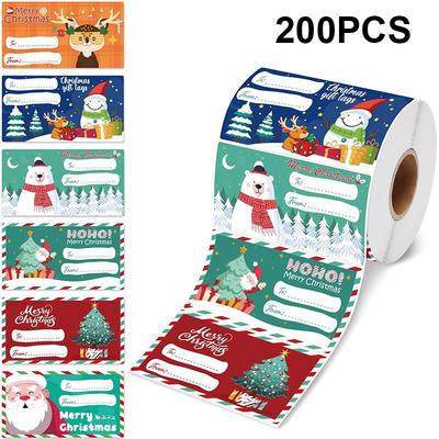 200Pcs Christmas Decoartion Labels Sticker Xmas New Year Party Stickers For DIY Gifts Baking Package Envelope Stationery Decor