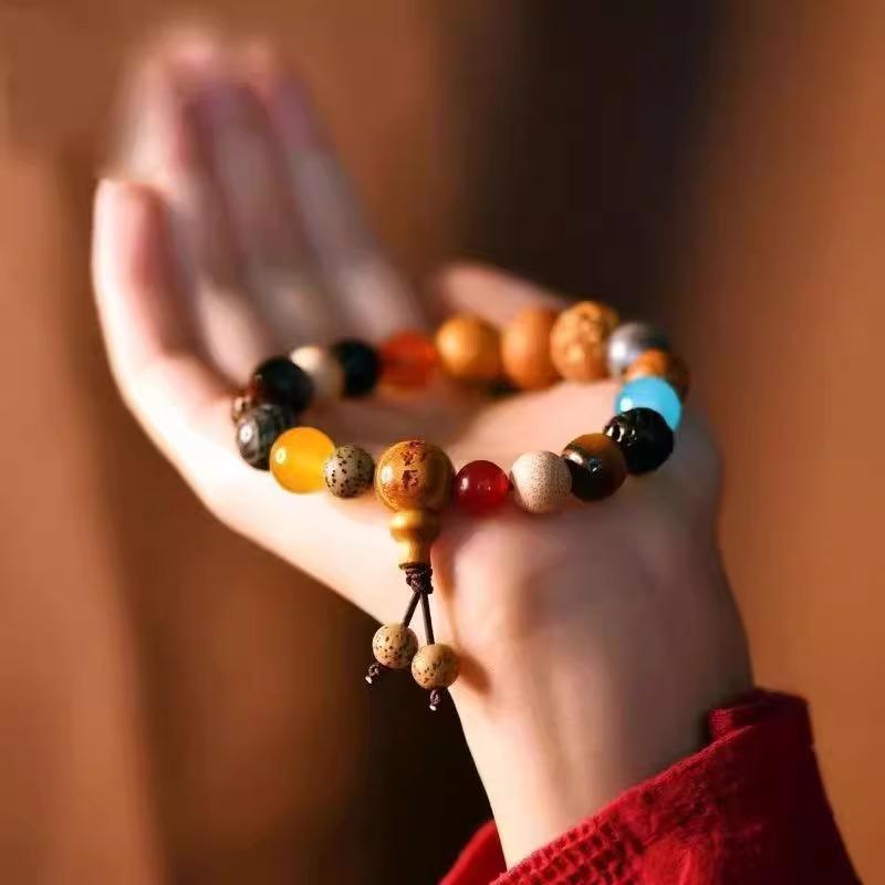 Lingyin Mountain 18-seed Bracelet, Holding the Natal Year Star and Moon Bodhi Buddha Beads, Enlightenment Bracelet, Chinese Feng Shui Bracelet.