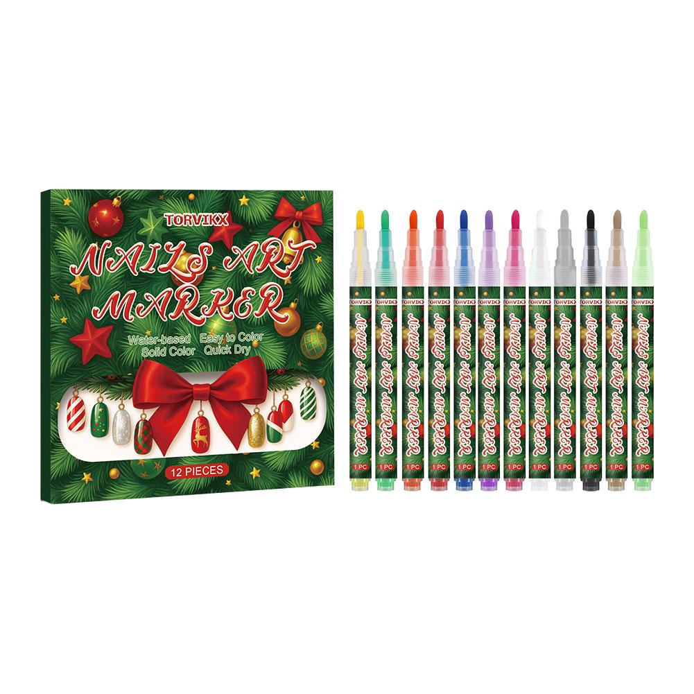Акриловый Граффити-Маркер для Ногтей 12 Цветов Маркер для Ногтей Рисование DIY Инструменты для Маникюра Водонепроницаемый и Быстросохнущий Инструмент-Маркер для Ногтей