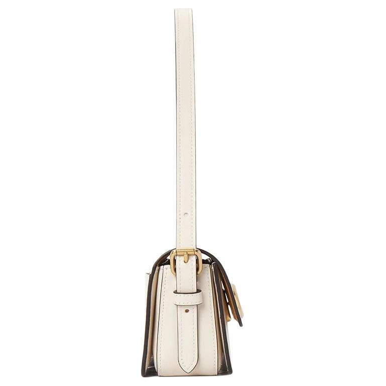 Coach Simple Solid Color Leather Shoulder Tote Bag Small Women Bags Beige CAM18-B4HA