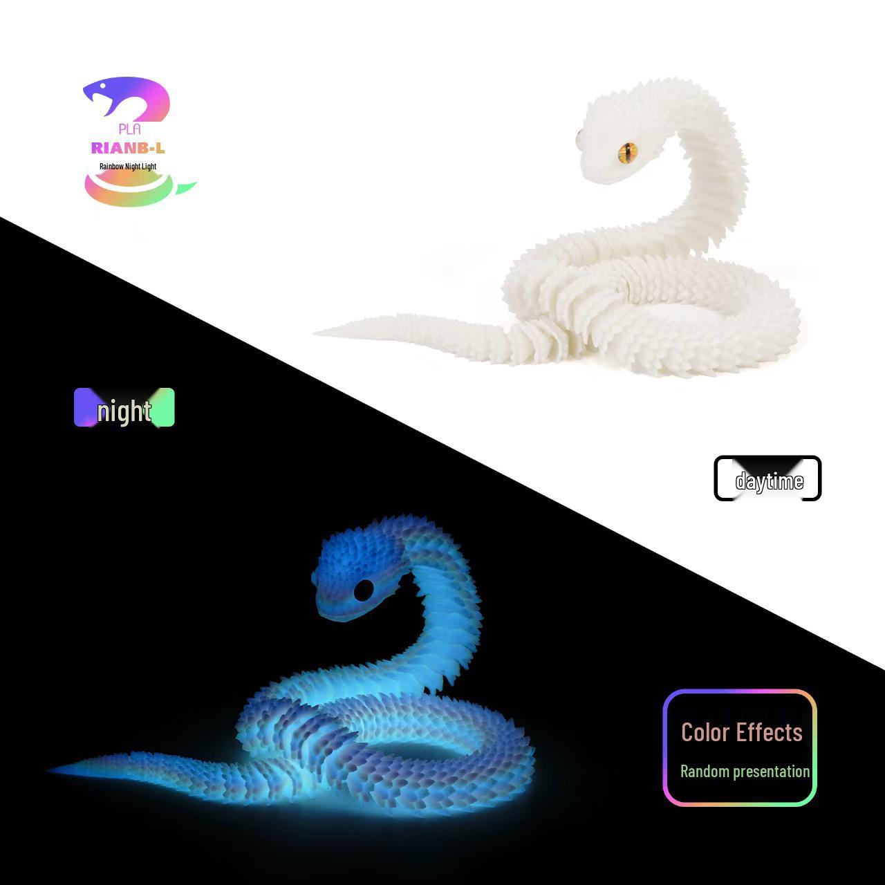 3D Printed Luminous Viper Egg Snake Model - Movable Joint Creative Toy for Children