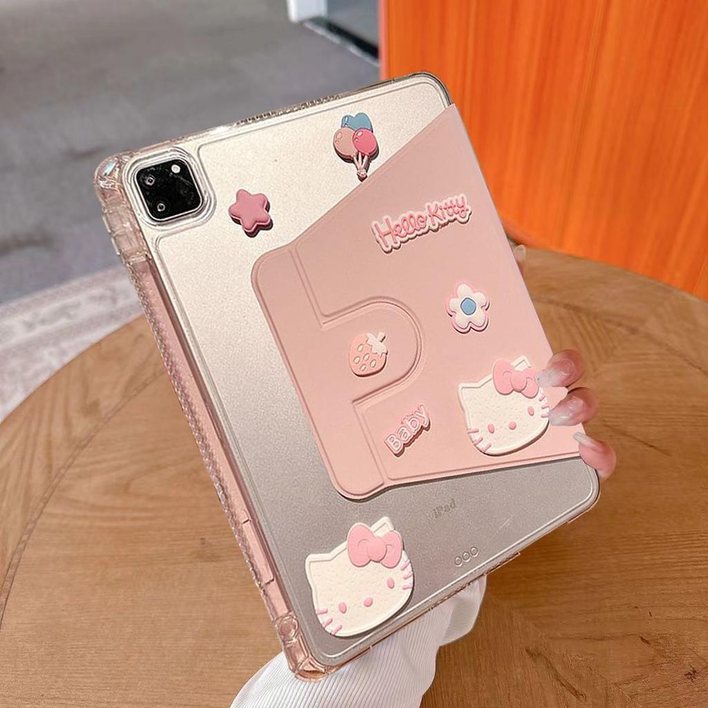 Cute Hello Kitty Smart Case For Xiaomi Pad 7 11.2in Mi Pad 6/6Pro 11inch 5 5 Pro 11inch Acrylic Rotating Stand Cover