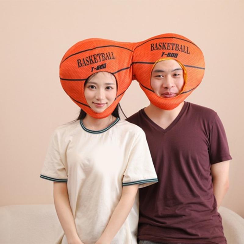 Double Head Basketball Headgear Hat Lovely Photography Props Hat Sport Party and Event Head Accessories for Family Game