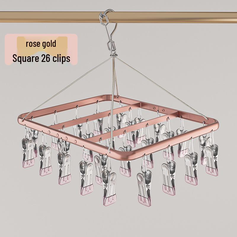 Aluminum Alloy Multi-functional Clothes Drying Rack with Clips for Balcony Storage