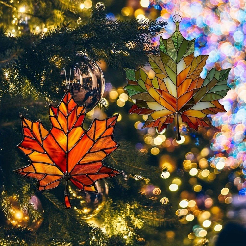 Thanksgiving Akryl Lönnlöv Ljusfångare - Fönsterhängande Dekoration, Höstfirande Hem- och Dörrdekoration, Jul- och Nyårsgåvor