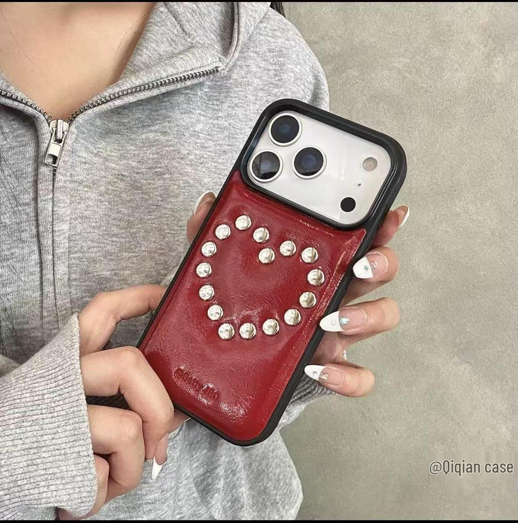 iPhone 17 Pro Max Case: High-End Leather Texture with 3D Rivets, Also Fits iPhone 16 Pro and iPhone 15