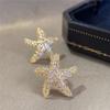 European and American Starfish Micro Inlaid Zircon Earrings Vacation Beach Fashion Leisure Temperament Unique Ins Style Zircon