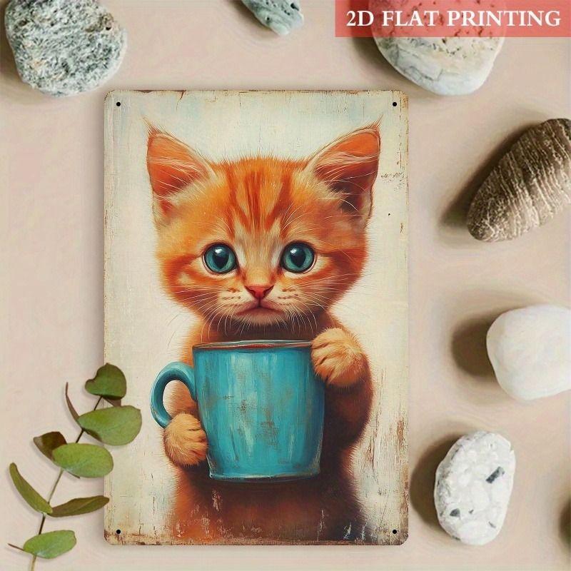 Old-Fashioned Animal Theme Metal Tin Sign for Kitchen Bar Coffee Shop Interior