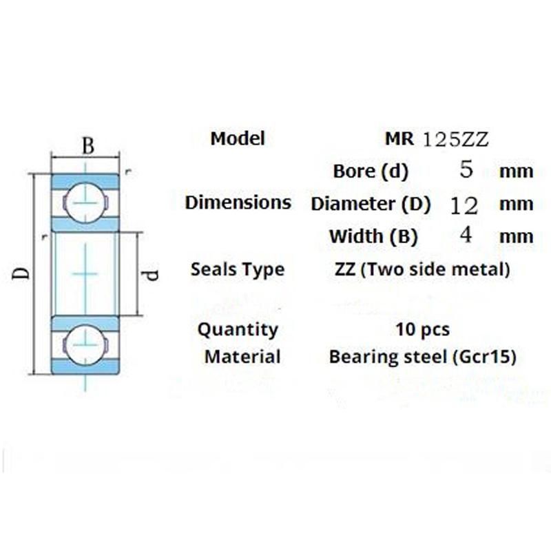 Mr125zz Lager 10 Stück 5*12*4(mm)