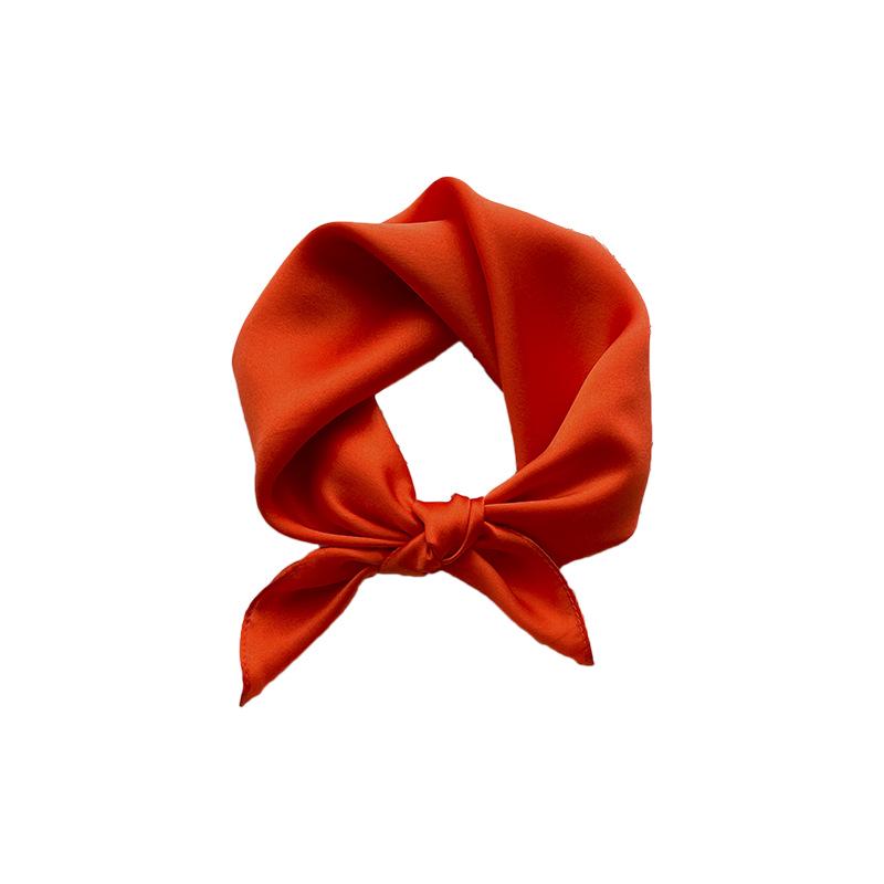 Silk Square Scarf: Solid Color Rolled Edge Headscarf for Women (53cm)
