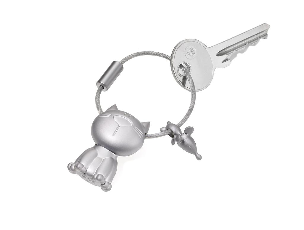 TROIKA Cat and Mouse Keychain, Cat + Mouse, Cat Goods, Key Ring, Accessory, Charm