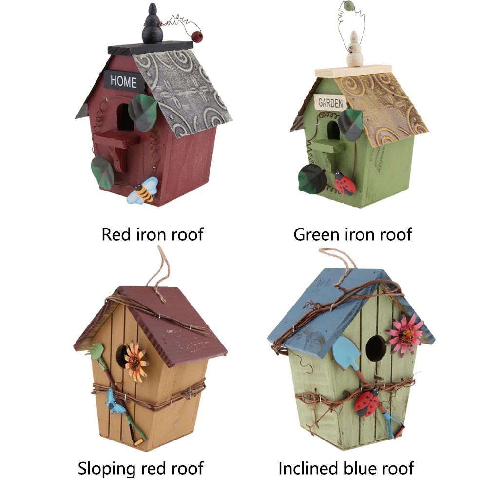 Wood Birdhouse Hanging Nest Yard Backyard Park Farmhouse Branch Fence Porch Patio Balcony Birdcage House Indoor Outdoor Cage