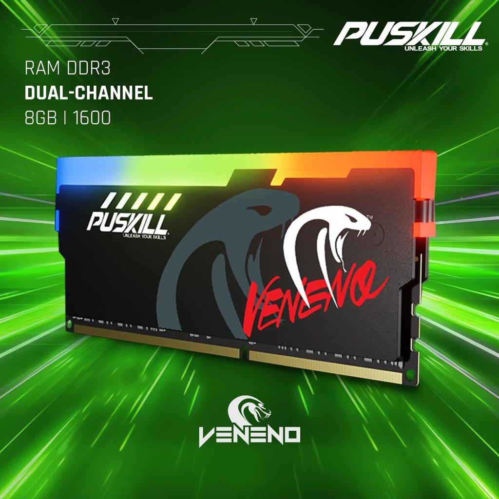 PUSKILL Memoria RAM RGB DDR3 8GBx2 1600MHz 12800S Udimm Dual Channel DIMM Desktop Memory Rams
