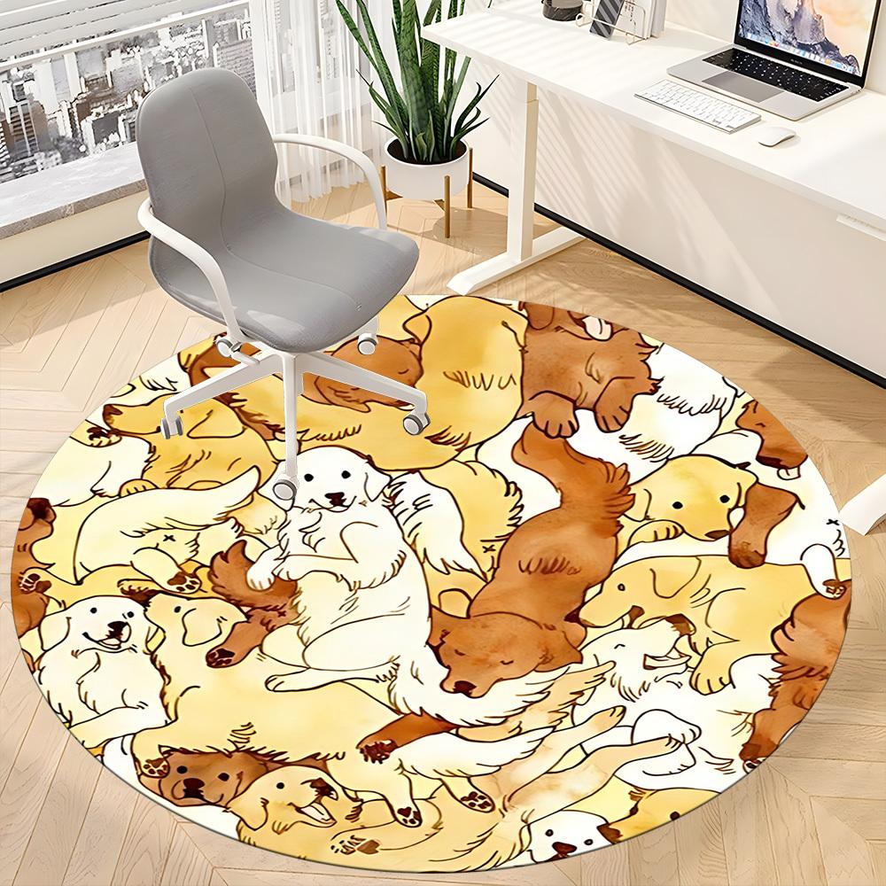 1pc Puppy Prints Chair Carpet for Office, Soft, Non-Slip Polyester Mat, Office, Living Room, Bedroom, Durable Polyester Yy251207116