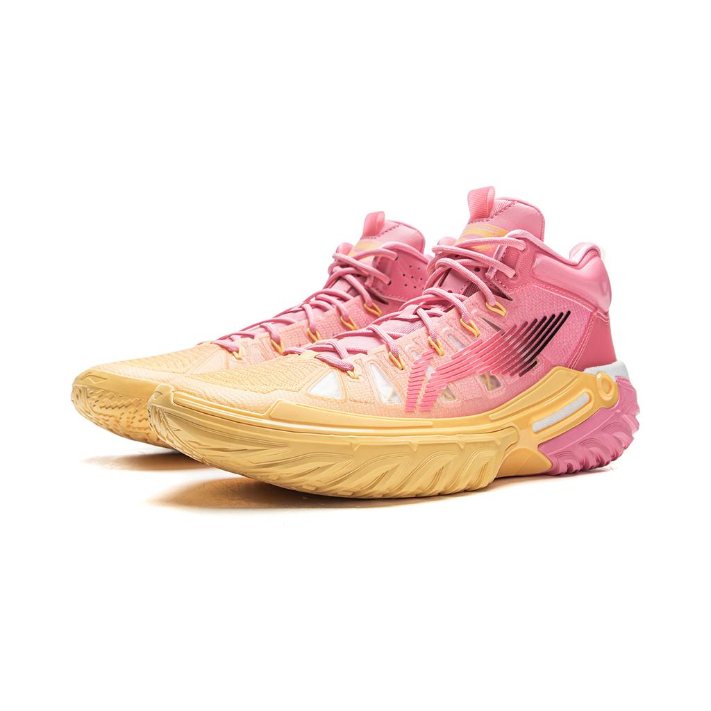 New LINING Jie Ao 2High Basketball Shoes Men's High Top Fairy Pink/Soft Apricot Yellow ABFU047-6