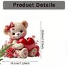 2D Flat Bohemian Teddy Bear & Heart Acrylic Decoration Sign, Floral Design, Suitable for Wall Decoration, Porch, Room, Villa, Accents Home, Hallway, o