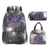 Modisches Fußballliebhaber 3-teiliges Set Vintage England USA Buchstaben Druck Lunchtaschen Rucksack 3-teilige Sets Jungen Mädchen Lässiger Rucksack Geschenke