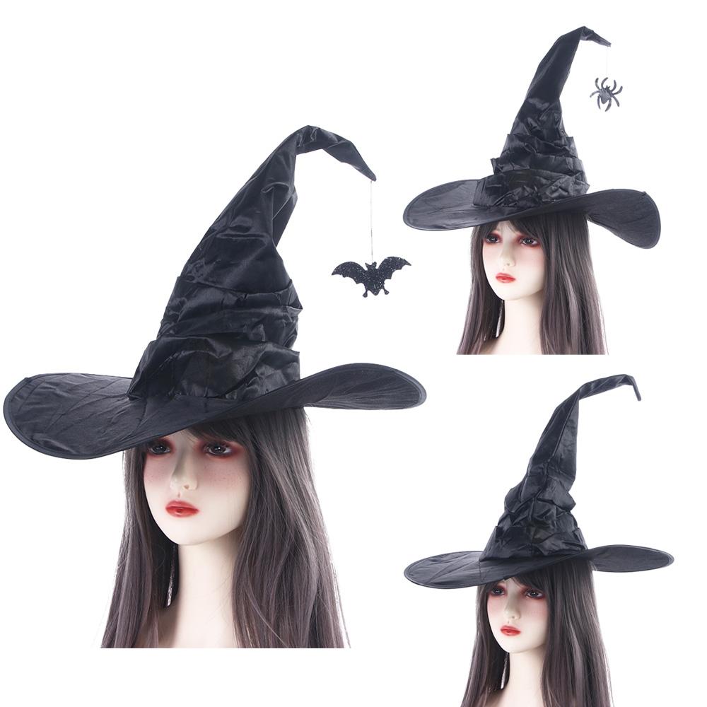 Bat Accessories Night club Parties Black Folds Wizard Cap Halloween Hats Sorcerer Caps Witch Hats