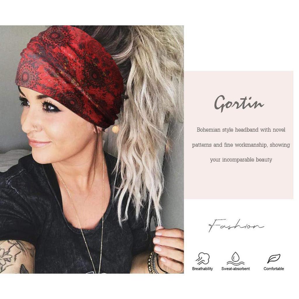 Bohemian Retro Print Yoga Headband: Wide African-Inspired Headscarf for Women