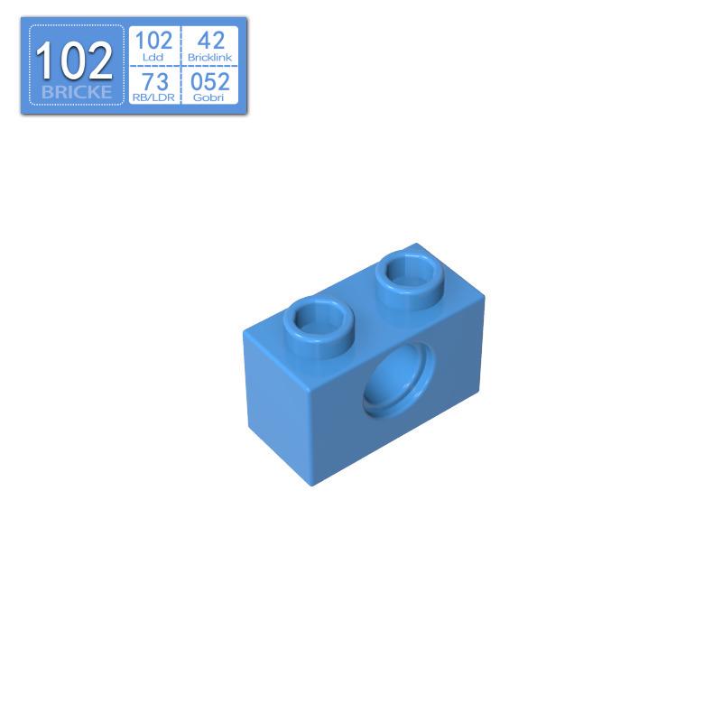 BRICKE 1x2 Brick with Hole - Compatible with Lego, MOC Loose Parts, Small Particle Building Blocks