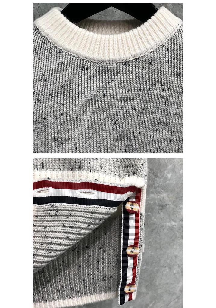 TIME BREATHE Women's Autumn Sesame Patchwork Sweater – Soft, Fluffy French Knit with Round Neck