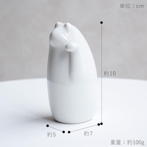 SETOMANEKI Maneki Neko (Glückliche Katze) - Seto-Keramik, Glücksbringer, Figur, Einfache Dekoration (Weiß, klein)