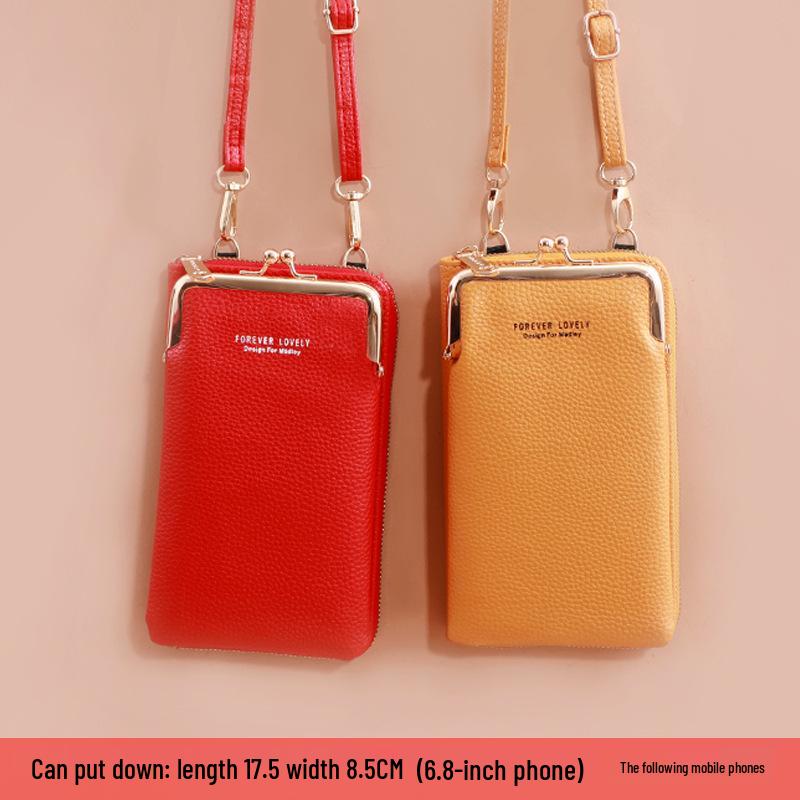 2025 Women's Korean Style Lychee Grain Large Capacity Crossbody Phone Bag & Wallet.