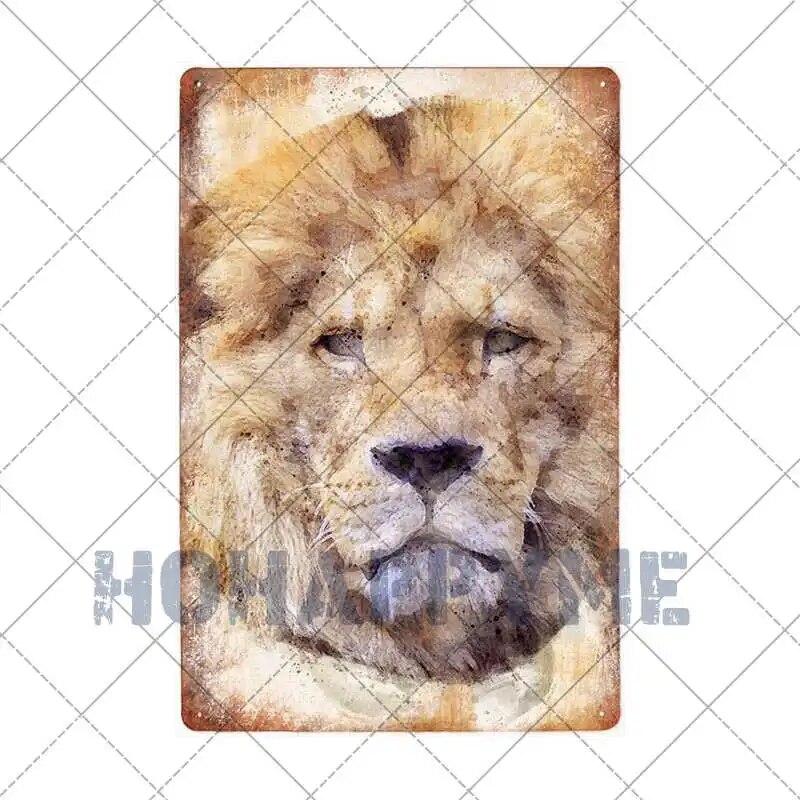 Bauernhof-Deko, Löwe, Pferd, Tiger, Schaf, Tier, Haustier, Freilandhaltung, Schild, Poster, Metall, Wandkunst, Platten, Eisenmalerei, Wohnkultur, 20 x 30 cm