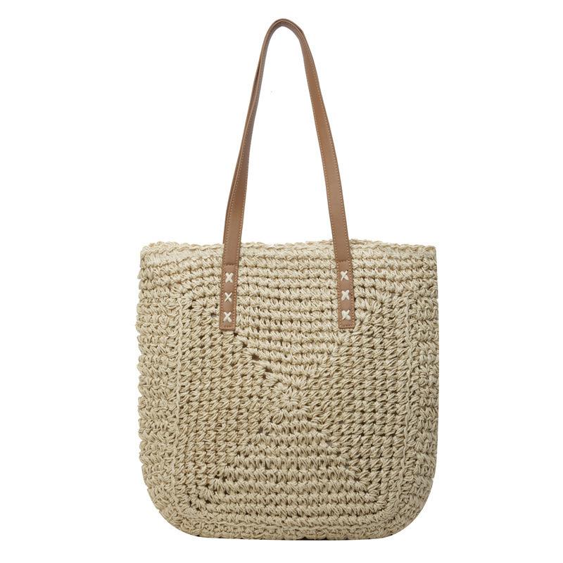 New Casual One Shoulder Straw Woven Bag, Hand Woven Bag, Women's Bag, Large Capacity Tote Bag, Beach Vacation Bag