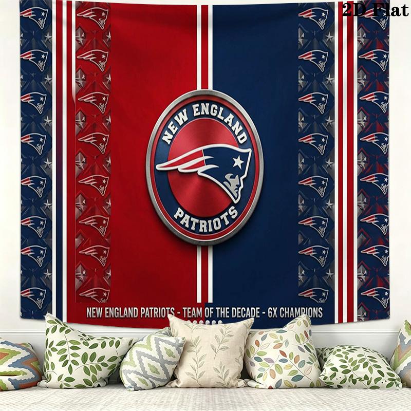 New England Patriots Logo Wall Tapestry Aesthetic Wall Hanging Printed Fabric Blanket Decorative Tapestries for Bedroom Living Room Home Decor