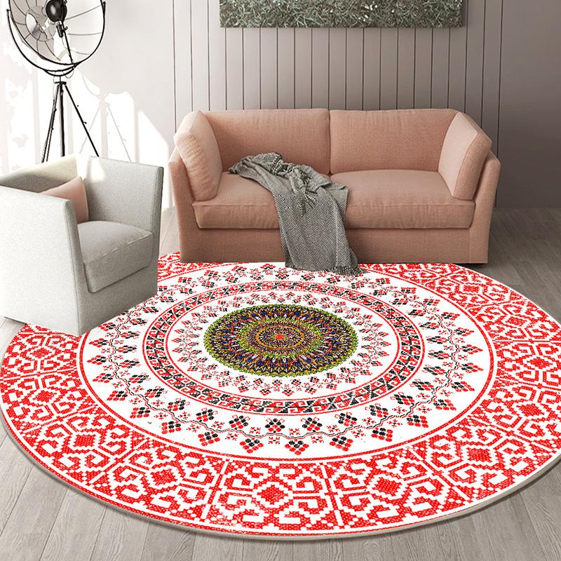 Ethnic Style Circular Living Room Carpet Nordic Bedroom Bedside Mat Dressing Table Computer Chair Floor Mat