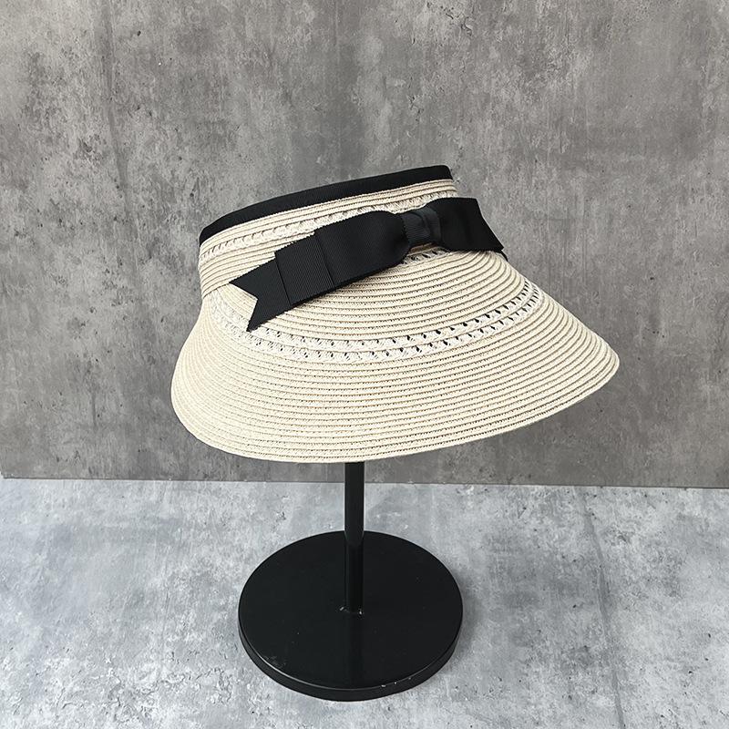Summer Travel Empty Top Hat Women Can Store Sunscreen Straw Hat Sun Hat Hollow Straw Visor Hat
