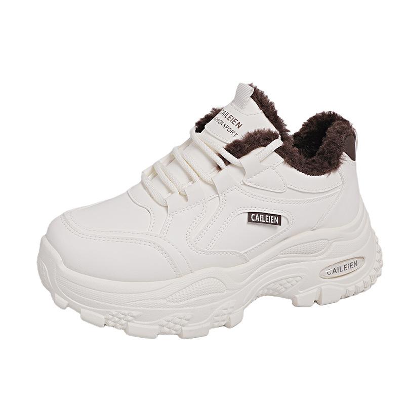 Fleece Daddy Shoes, New Breathable Shoes In Winter, Thickened Warm Cotton Shoes, Thick Soles, Heightened Casual Sneakers
