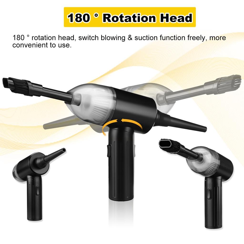 2-in-1 Cordless Car Vacuum Cleaner Compressed Air Duster Portable Electric Air Blower for Keyboard Computer Seat Device Cleaners