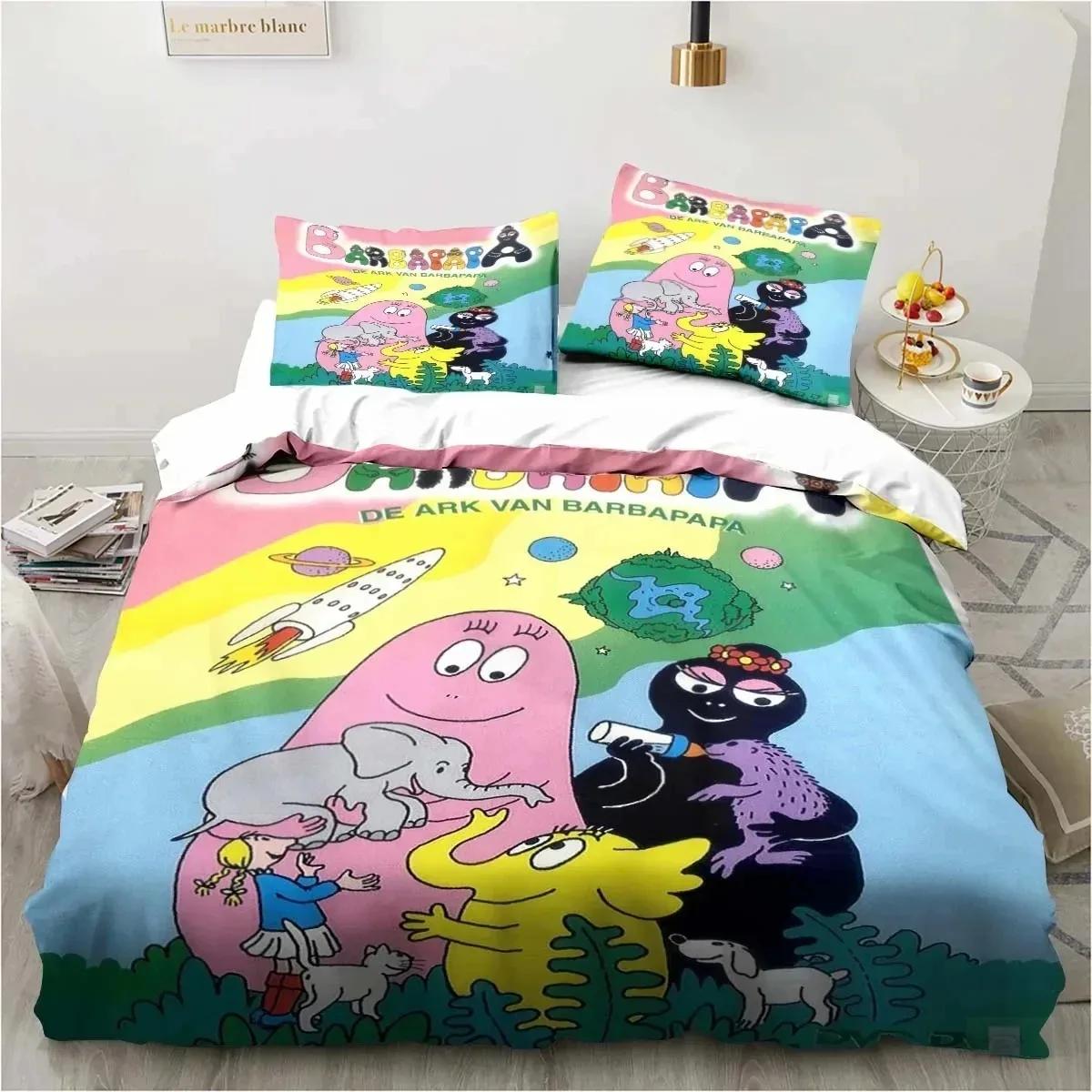 

3D Print Cute Cartoon Barba-Papa Bedding Set Double Twin King Duvet Cover Comforter Pillowcase Boys Girls Adults Bedroom 70x133cm 3pcs