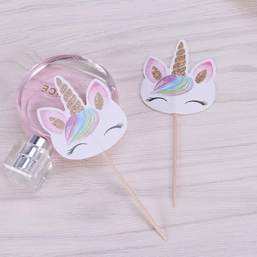 48 Stück Kuchen-Topper beidseitig Exquisite Spieße für Kindergeburtstag Cupcake-Dekoration Kuchenfahnen Cupcake-Topper