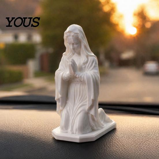 Durable 3D Printed Figure Western Realistic Ornament, Compact Sculpture, Matte White Hexagonal Base Ornament PLA Statue, Stable Decorative Religious