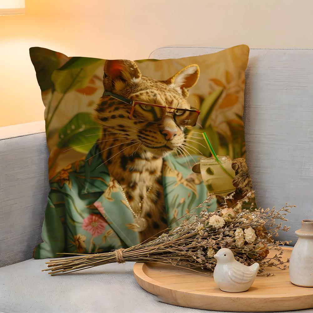 Cushion Cover  Linen  SkinFriendly Soft Decorative Case For Sofa Home Decor European Fashion Leopard Pillow cover