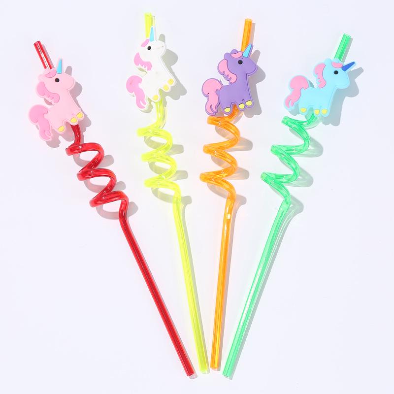 Popular Cartoon Unicorn Animal Art Art Straw Child Birthday Party Drink Decoration Girl