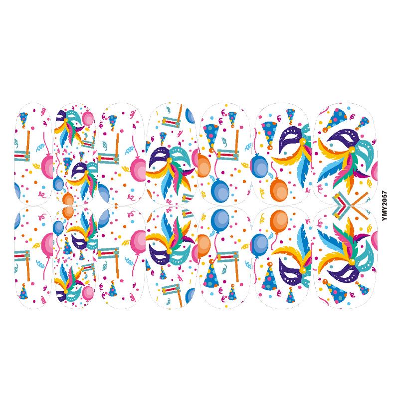 Waterproof Full Cover Party Nail Stickers - Colorful Designs (YMY2057-2072)