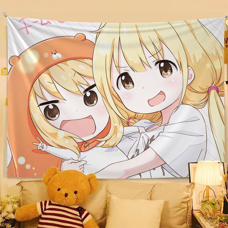 Cute Anime Print Tapestry Wall Hanging Anime Poster Bedroom Backdrop Wall Art Dorm Home Decor