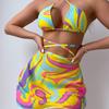 2024 High-End Criss-Cross Halter Mesh Bikini and Dress Set