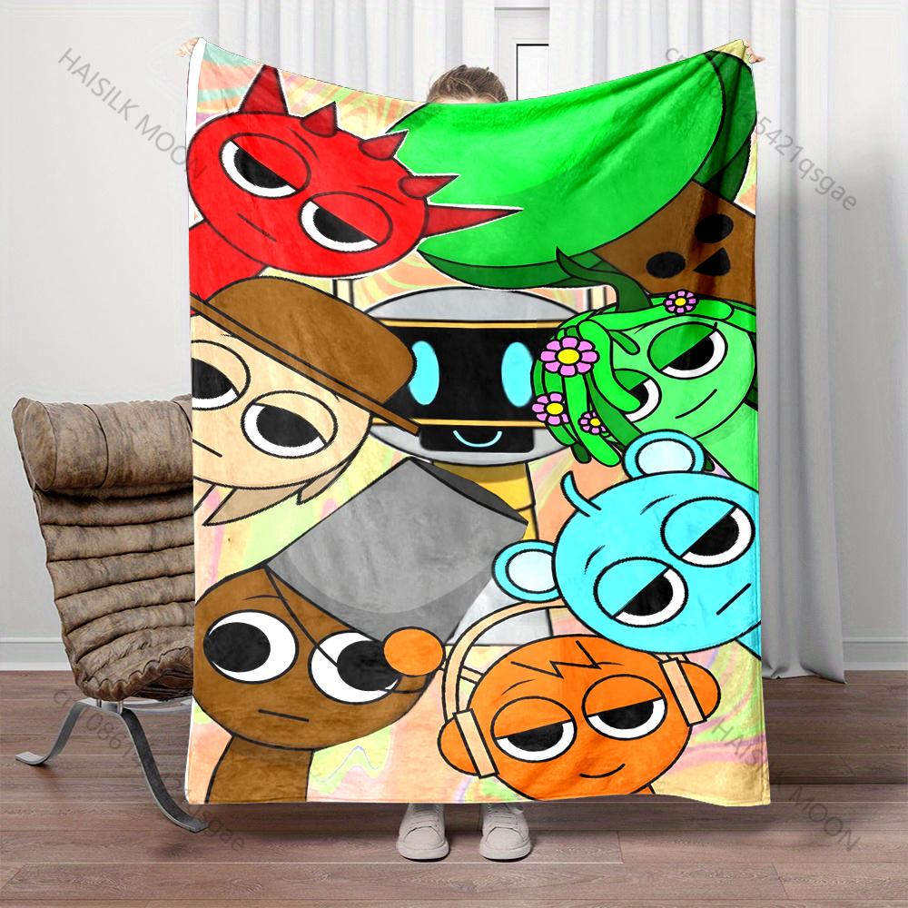 6 Size Music Theme S-Sprunki Printed Blanket Office Beach Camping Shawl Blanket Gift for Family & Friends Super Soft Comfortable
