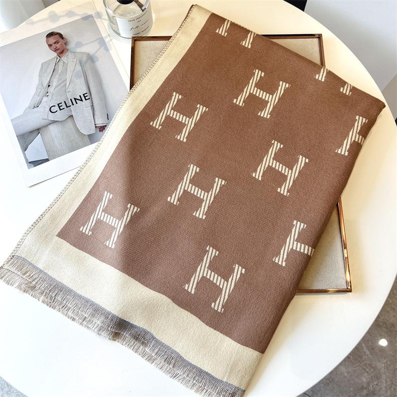 

2024 Осень/Зима Новый Имитация Кашемира Внешний Теплый Офисный Универсальный Удлиненный Толстый Шарф Кондиционер Комната Шаль для Женщин 185X65cm хаки