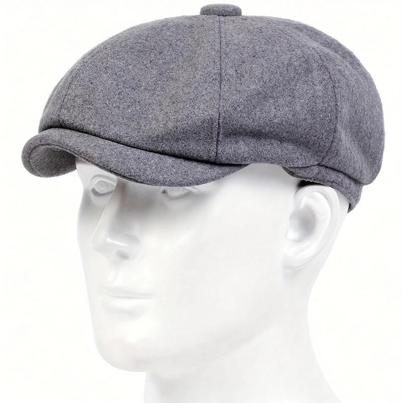 

Retro Solid Color Wool Newsboy Caps Men British Painters Hats Spring Autumn Berets Flat Cap Hip Hop Berets