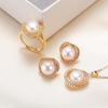 Pearl Necklace and Earrings Set with Freshwater Semi-round Pearls