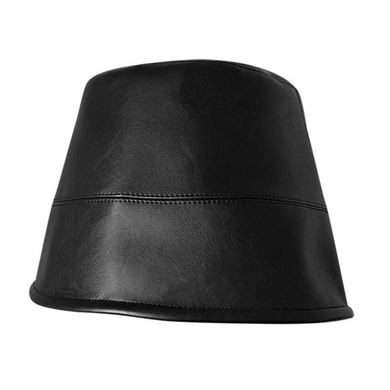 Modern PU Bucket Hat Windproof Rainproof Outdoor Hat Unisex Soft Fisherman Hat чёрный