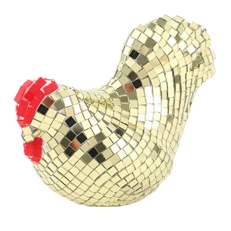 

AS60-Dancing For Wedding Thanksgiving Decorative Mirror Ball Acrylic Chicken Figurine Reflective Collectible Party Display золотий