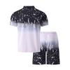 Men's Spring Printed Zipper Lapel Short Sleeve Top Shorts Suit Men's Casual Sports Suit