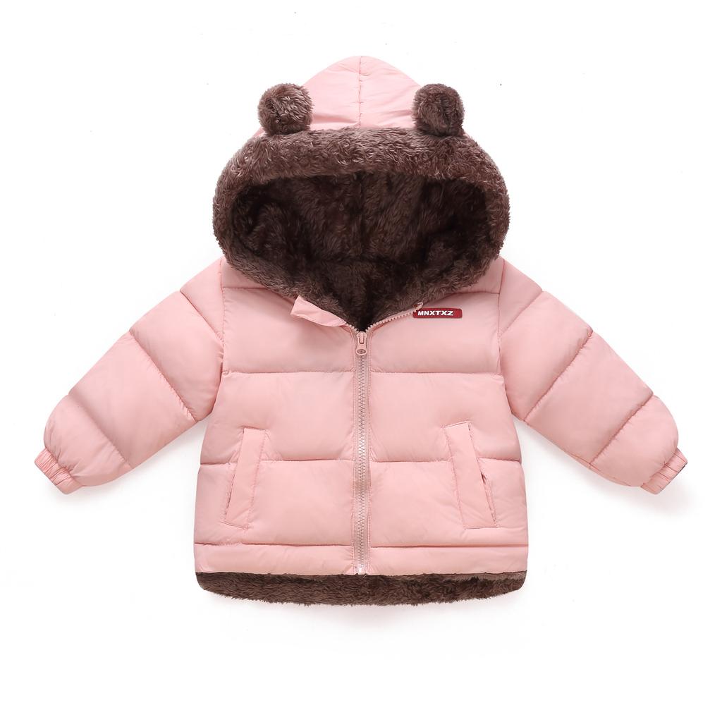Jesień Zima Ubrania Dziecięce z Puchu i Bawełny, Niemowlęce, Średnie i Małe Dziecięce Ubrania Bawełniane, Plus Aksamit Ciepła Kurtka Bawełniana